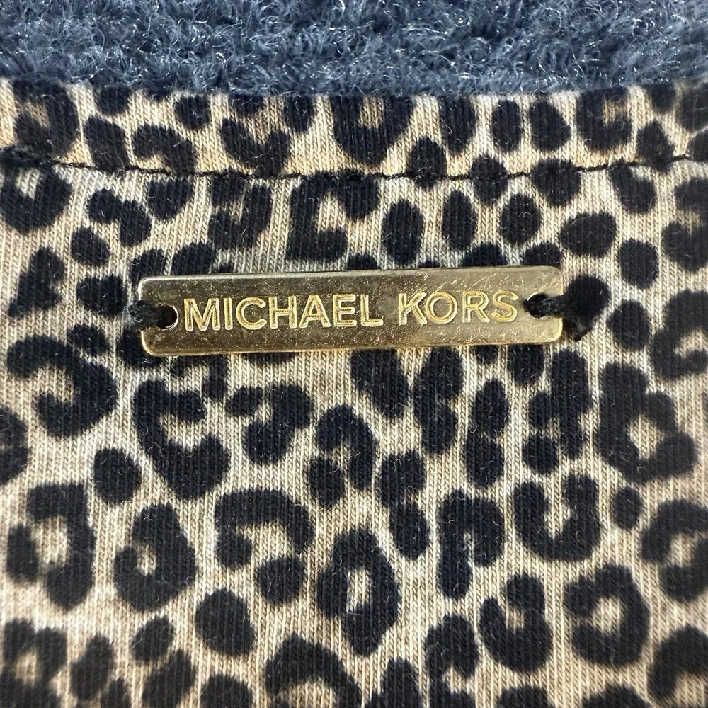 Michael Kors Leopard Print Cold Shoulder Cutout Knit Shift Dress M QU28FUT3Y8